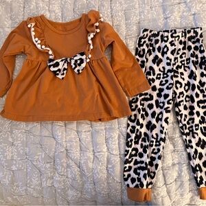 NWOT- Kids Brown Ruffle set